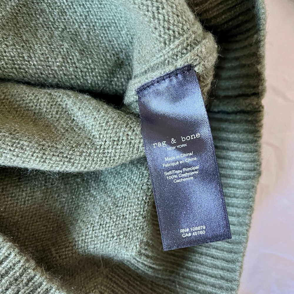 Rag & Bone olive - army green cashmere Crewneck Huxley Sweater size XS - Picture 5 of 6